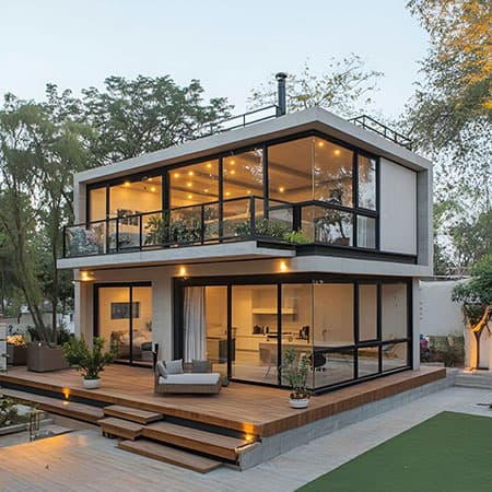 Alya Prefabrik tarafından tamamlanmış iki katlı modern prefabrik konut